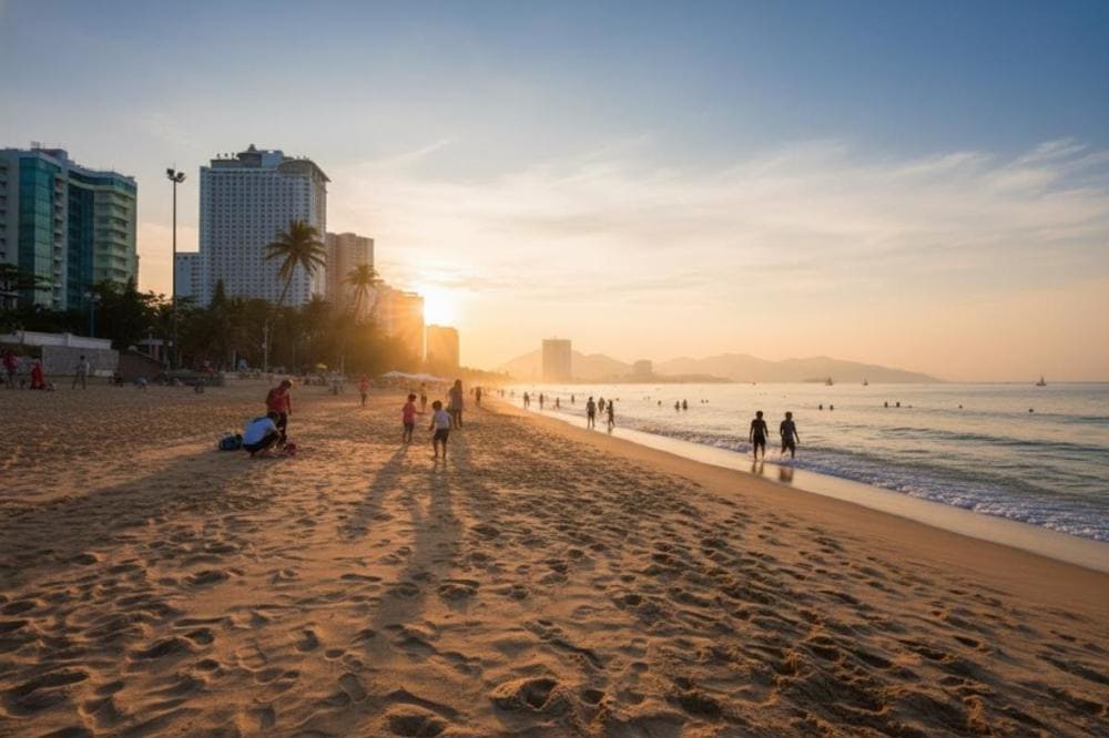 Bãi biển Nha Trang nổi tiếng là một trong những địa điểm nổi tiếng nhất tại Khánh Hòa.